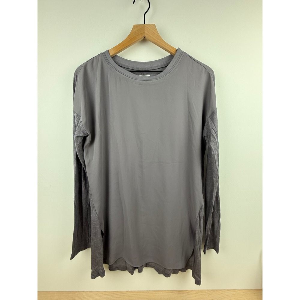 Lou & Grey Women's Gray Long Sleeve Top Relaxed Fit Casual
